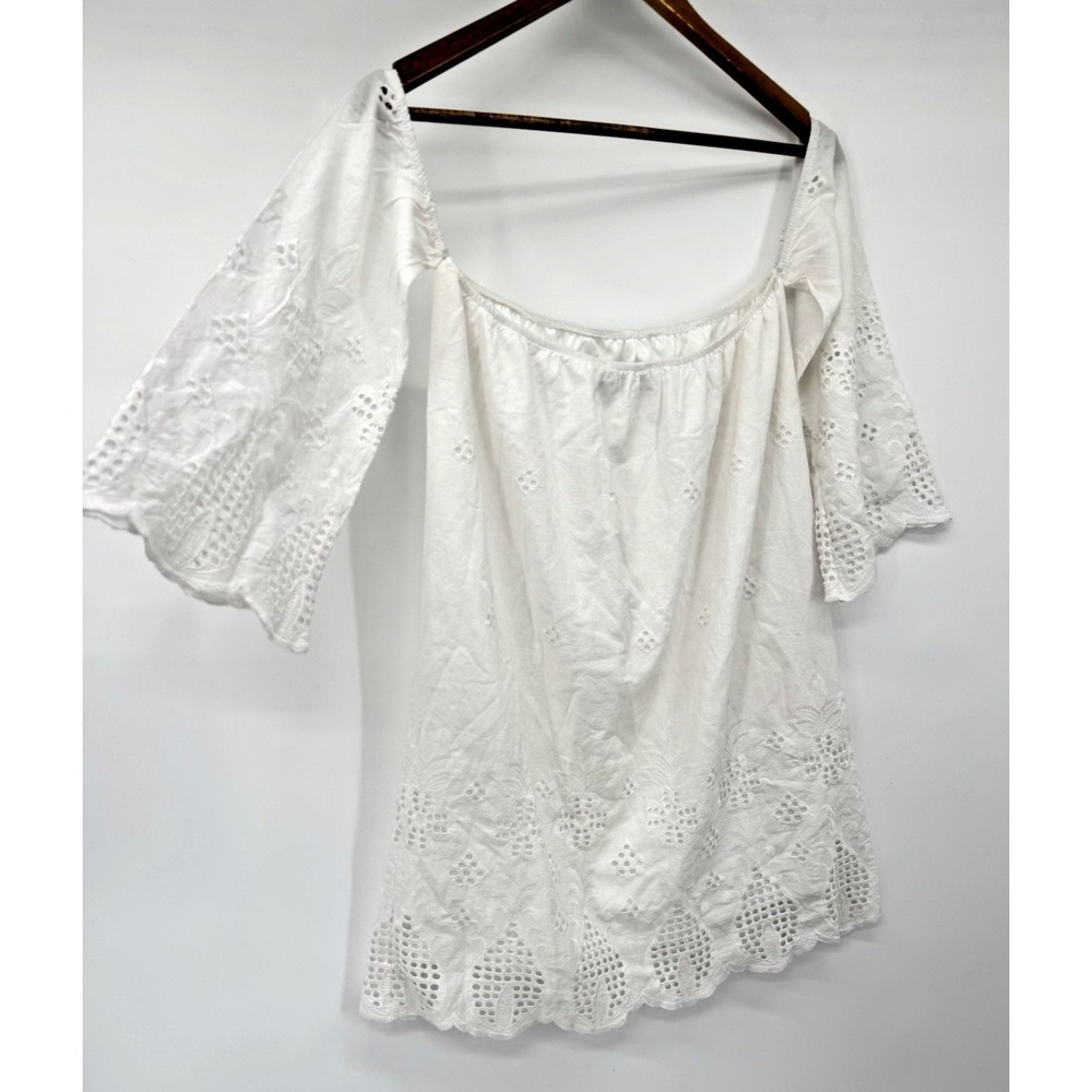 4si3nnai White Embroidered Cold Shoulder Dress XS Nordstrom Cottagecore Capsule